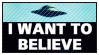 stamp with a UFO that says 'I Want to Believe'