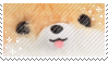 stamp of a close up image of a cute plush shiba inu's face